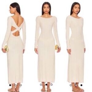 Onia Elegant Cream Long Sleeve Dress